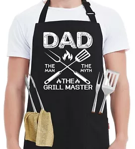 Grill Aprons for Men Dad - Mens Funny Chef Cooking Grilling BBQ Apron with 2 ... - Picture 1 of 7