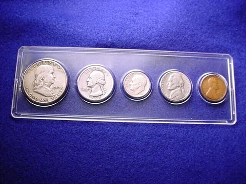 1949-S SAN FRANCISCO 5 COIN MINT SET GREAT 90% SILVER KEY DATE COINS!!    #10 Cover