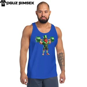 Bodybuilder Leprechaun Weightlifting Irish Luck Gym Tank Top Shirt - Picture 1 of 15