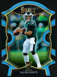 Jalen Hurts RC - 2020 Panini Select Light Blue Prizm Die Cut Rookie #50 Eagles - Bild 1 von 2