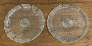 2 Arcoroc *Fleur* Petal Pattern Glass Dinner Plates Vintage Made In France 27cm - Picture 1 of 4
