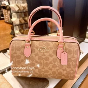 NWT Coach Rowan Satchel Bag In Signature Canvas CV961 pink - Picture 1 of 41