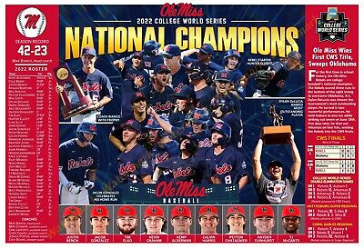 OLE MISS WINS THE 2022 COLLEGE WORLD SERIES 19”x13” COMMEMORATIVE POSTER • 14.95$