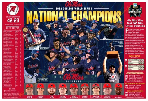 OLE MISS WINS THE 2022 COLLEGE WORLD SERIES 19”x13” COMMEMORATIVE POSTER Cover