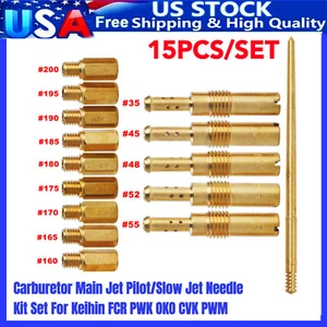 15X Carburetor Main Jet Pilot/Slow Jet Needle Kit For Keihin FCR PWK OKO CVK PWM - Picture 1 of 8