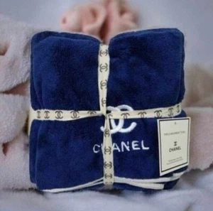 US Seller 2pcs Chanel Towels Large Body Bath &Face Towel Embroidered France - Picture 1 of 3