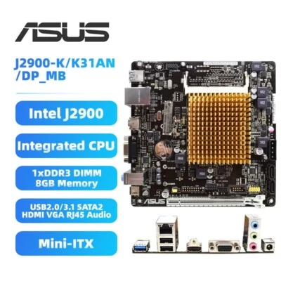 Intel J2900 Motherboard ASUS J2900-K/K31AN/DP_MB Integrated CPU DDR3 SATA2 HDMI - Image 1 of 4