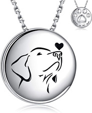 Pet Cremation Necklace for Dog - 925 Sterling Silver Always in My Heart Paw Prin