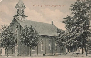 CARTOLINA D'EPOCA NAPPANEE IN INDIANA PRIMA CHIESA UB 1929 90422 R - Foto 1 di 2