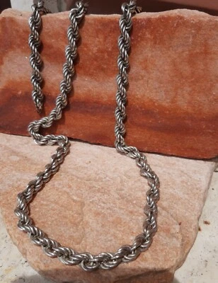 COLLANA  UOMO ARGENTO MASSICCIO 925 COLLIER  DONNA 65 gr 70 cm torciglione - Immagine 1 di 4