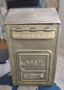 Vintage P.O. Brass Mail Box Letter Slot Corbin Cabinet Lock Co Wall Mount No Key - Picture 1 of 5