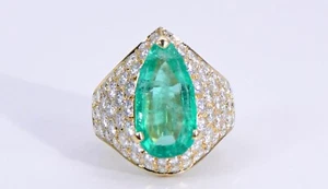 Bvlgari / Bulgari Emerald and Diamond 18k Yellow Gold Ring Size UK I - Picture 1 of 12