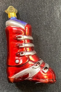 Vintage Mercury Blown Glass Ornament Dept 56 Rare Red Ski Boot - Picture 1 of 4