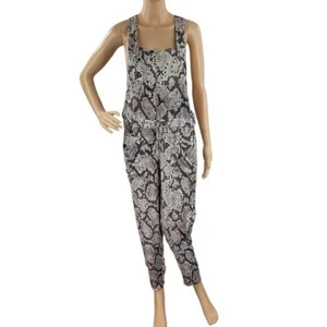 Chaser Small Snakeskin Sleeveless Cargo Jumpsuit Drawstring Waist Pockets - Picture 1 of 7