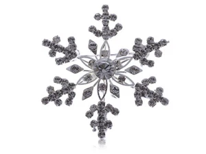 Elegant Clear Crystal Rhinestone Christmas Winter Snowflake Costume Pin Brooch - Picture 1 of 4