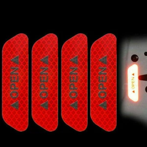 4Pcs Reflective Red Open Sticker Car Door Safety Warning Decal Tape Accessories - Foto 1 di 9
