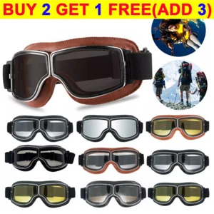 Vintage Pilot-Motorcycle Racing Goggles Aviator-Retro ATV UTV Dirt Bike Eyewear - Picture 1 of 21