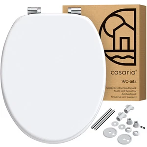 CASARIA® WC Sitz Toilettendeckel Toilettensitz Absenkautomatik Klobrille Holz - Bild 1 von 18