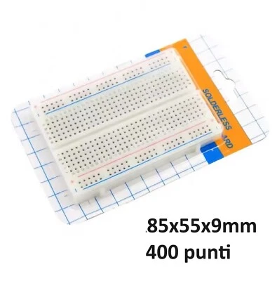 2 Pz. Piastra sperimentale BREADBOARD basetta 400 CONTATTI punti fori ARDUINO - Immagine 1 di 3