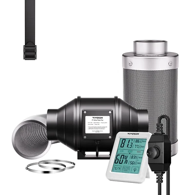 VIVOSUN Ventilatore tubolare in linea φ10 cm ventilatore di scarico 323 m³/h per tenda da coltivazione