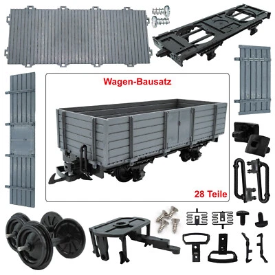 Hochbordwagen grau als modularer Modellbausatz für Spur-G Gartenbahn Loks - Bild 1 von 4