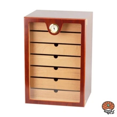 Hauser Humidor Schrank mit Acryl Tür, rot-braun, für ca. 150 Zigarren - Bild 1 von 3