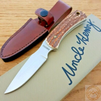 Schrade Uncle Henry 固定刀 2.75 英寸不锈钢刀片 Delrin Stag 手柄 — 第 1/4 张图片