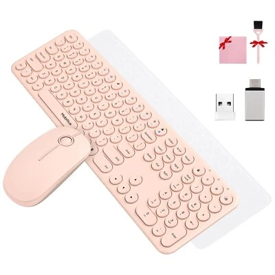 Wireless Keyboard Mouse Combo, Compact Full Sz 2.4G Ultra Thin Sleek Design Pink - Image 1 of 4