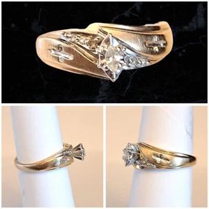 Diamond Ring 10K Gold Size 7 With Crosses Religious Faith 7 Diamonds Gemstones  - Bild 1 von 9
