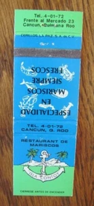 CANCUN, MEXIKO STREICHHOLZSCHACHTEL STREICHHOLZBRIEF: MARISCOS RESTAURANT -F - Bild 1 von 1