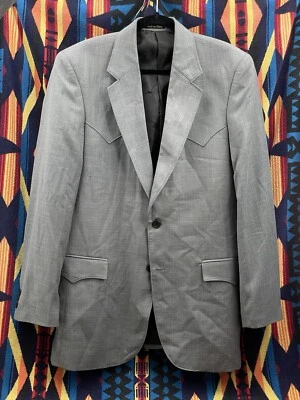 Jaqueta Circle S Masculina 40L Cinza Terno Ocidental Jugo 2 Botões Cowboy EUA - Imagem 1 de 4