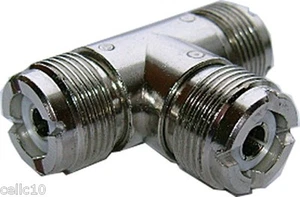 Conector UHF T de alta calidad - Conector coaxial T triple hembra - HAM CB coaxial - Imagen 1 de 1
