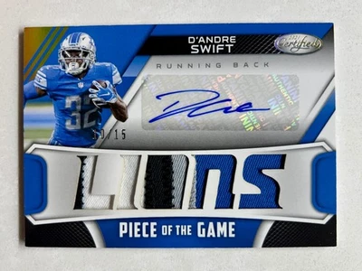 2021 Certified D'Andre Swift Lions Piece Of The Game Gold Patch Auto /15 🔥 - Image 1 of 2