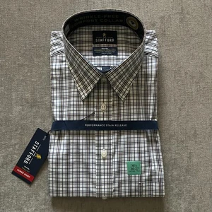 Stafford Long Sleeve Dress Shirt Men 16.5 36-37 Xtra Tall Plaid Performance NEW - Picture 1 of 5