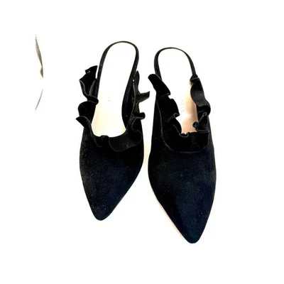 Loeffler Randall Ruffle Suede black stiletto 6.5 - Image 1 of 4