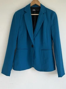 ZARA Size 38 AU 10 Blue Blazer Jacket - Picture 1 of 4