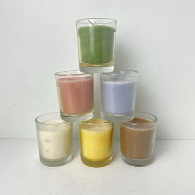 Juego de 6 Iluminaciones Pequeño Tarro Vela 2.47 OZ Lote Surtido 16 Horas Sin Quemar Foto 1 de 4