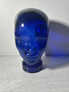Kobaltblau Glas Vintage Schaufensterpuppe Kopf Hut Display 11" - Bild 1 von 11