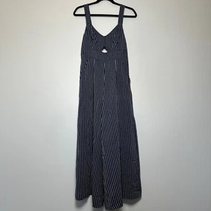 Anthropology Akemi + Kin Adia Jumpsuit Striped Navy/white Lined Size 8 *Flaw - Picture 1 of 11
