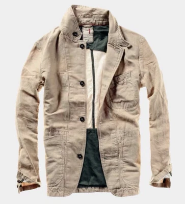Relwen Linen Cotton Tropical Trap Blazer Sport Coat Field Jacket Beige Men’s L - Image 1 of 4