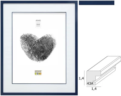 Bilderrahmen mit Passepartout blau Holz S43AM6 - Bild 1 von 4