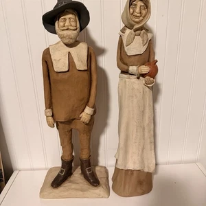 Large Vintage Pilgrim Couple Thanksgiving Mayflower Fall Set 20” Tall READ MORE - Picture 1 of 11