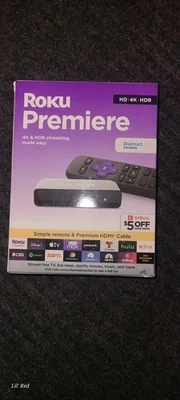Roku Premiere 4K HDR Streaming Media Player with HDMI Cable & Remote ~ New - Image 1 of 3