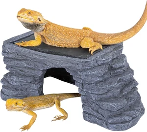 Large Bearded Dragon Basking Platform, 12.5X7X5 Inch Gecko Hide Cave with Heat S - Picture 1 of 7