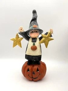 Vintage Halloween House of Hatten Witch on Jack-O-Lantern Pumpkin Figurine - Picture 1 of 7
