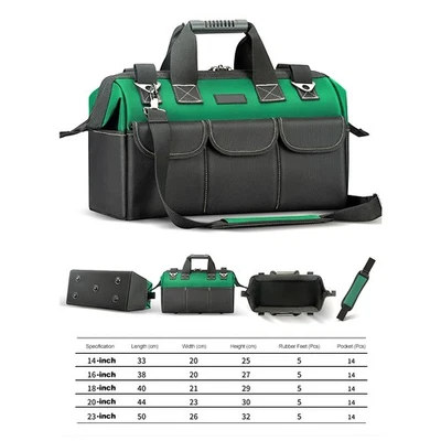 16-inch Tool Bag Heavy Duty Tool Bags 600D Oxford Cloth Wide Mouth Electrician - Image 1 of 4