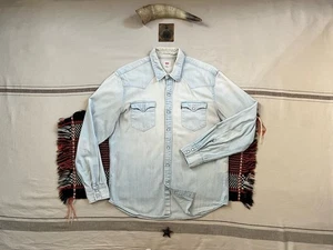 Levi's Barstow Western Shirt L Fade Light Blue Vintage Clothing 2016 47" Rare - Picture 1 of 17