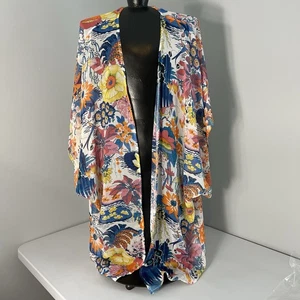 Blumen Kimono Damen XL Schwimmen Strand Cover Up Festival bunt transparent - Bild 1 von 7