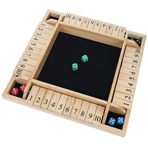 Shut The Box Wooden Board Game - Classic 4 Player Table Top Math Dice Game, N... - Picture 1 of 7