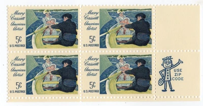 Scott #1322a Mary Cassatt Zip Block of 4 Stamps - MNH - Image 1 of 2